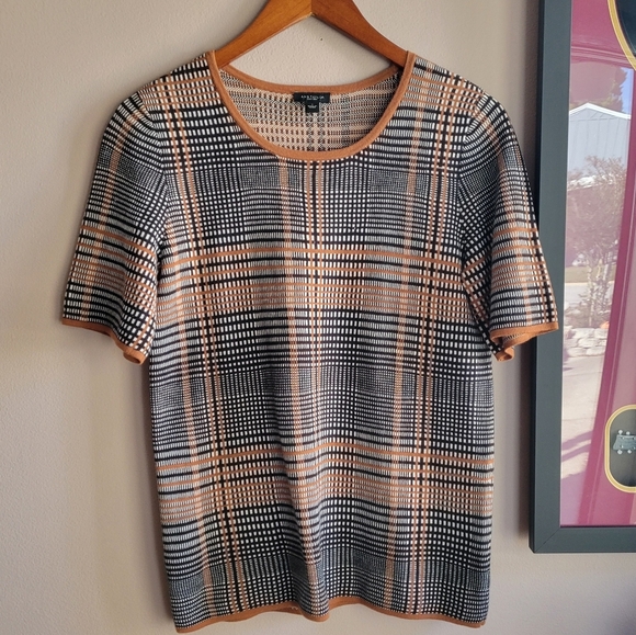 Beauty Ann Taylor Size Small Houndstooth Black & Chocolate Color Women's Sweater - Picture 1 of 9